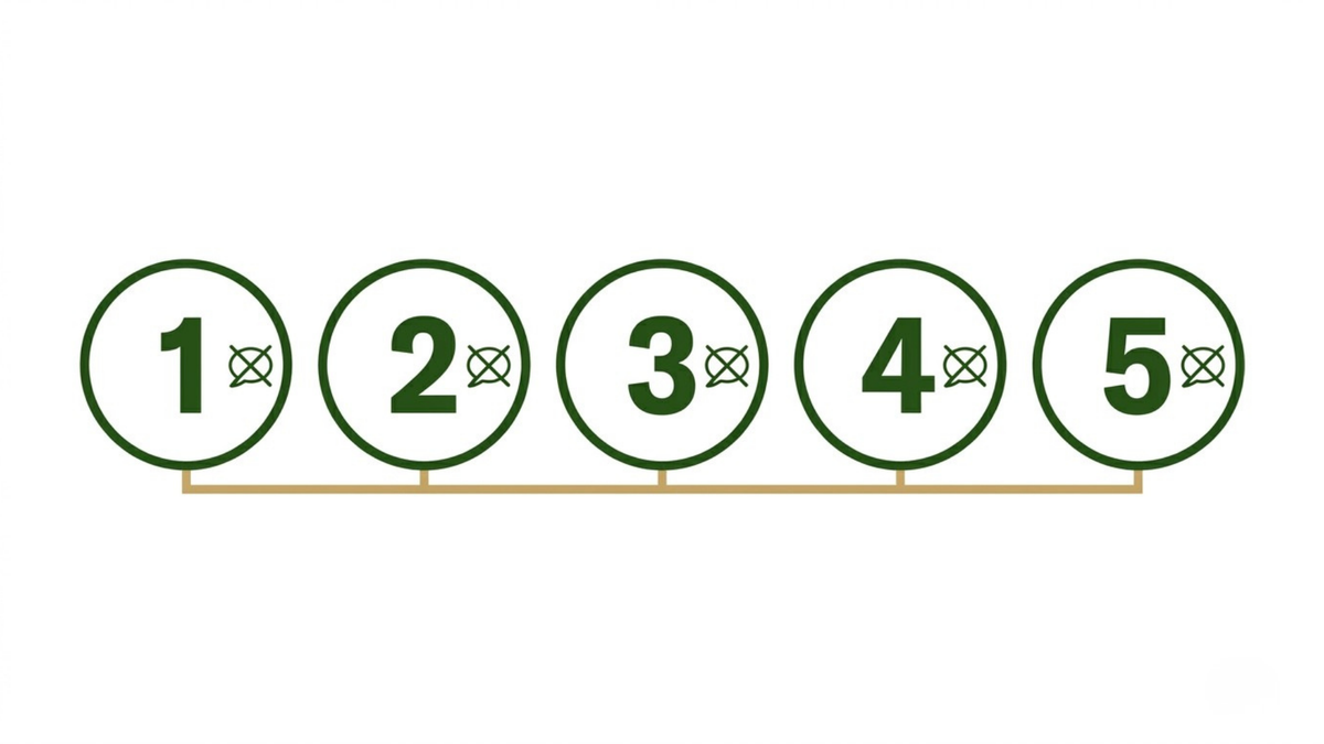 Five numbered myth-busting icons in a row