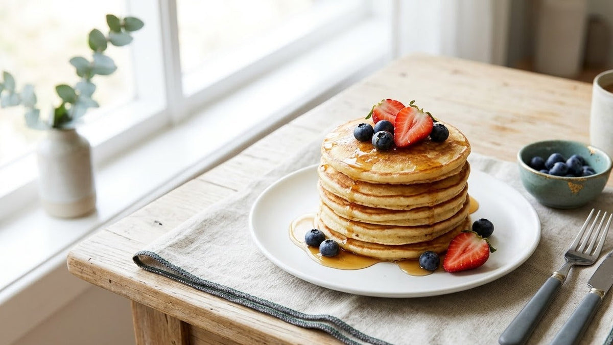 Fluffy Vegan Protein Pancakes Made with Plant Protein Powder
