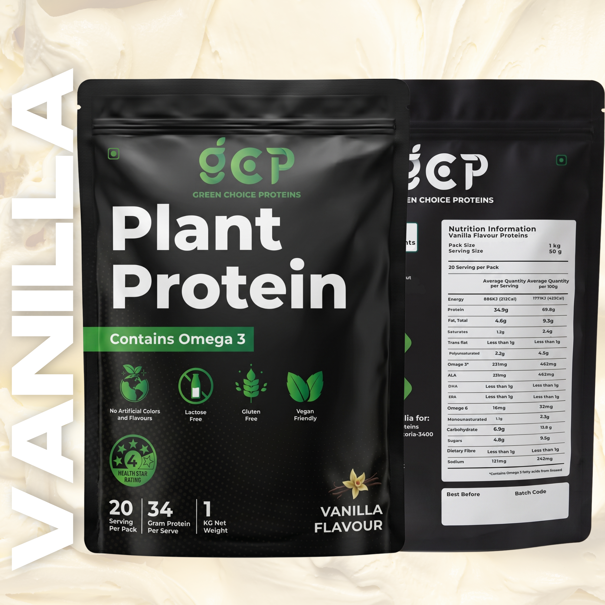 Vanilla Flavored Protein Powder - Plant Based Protein