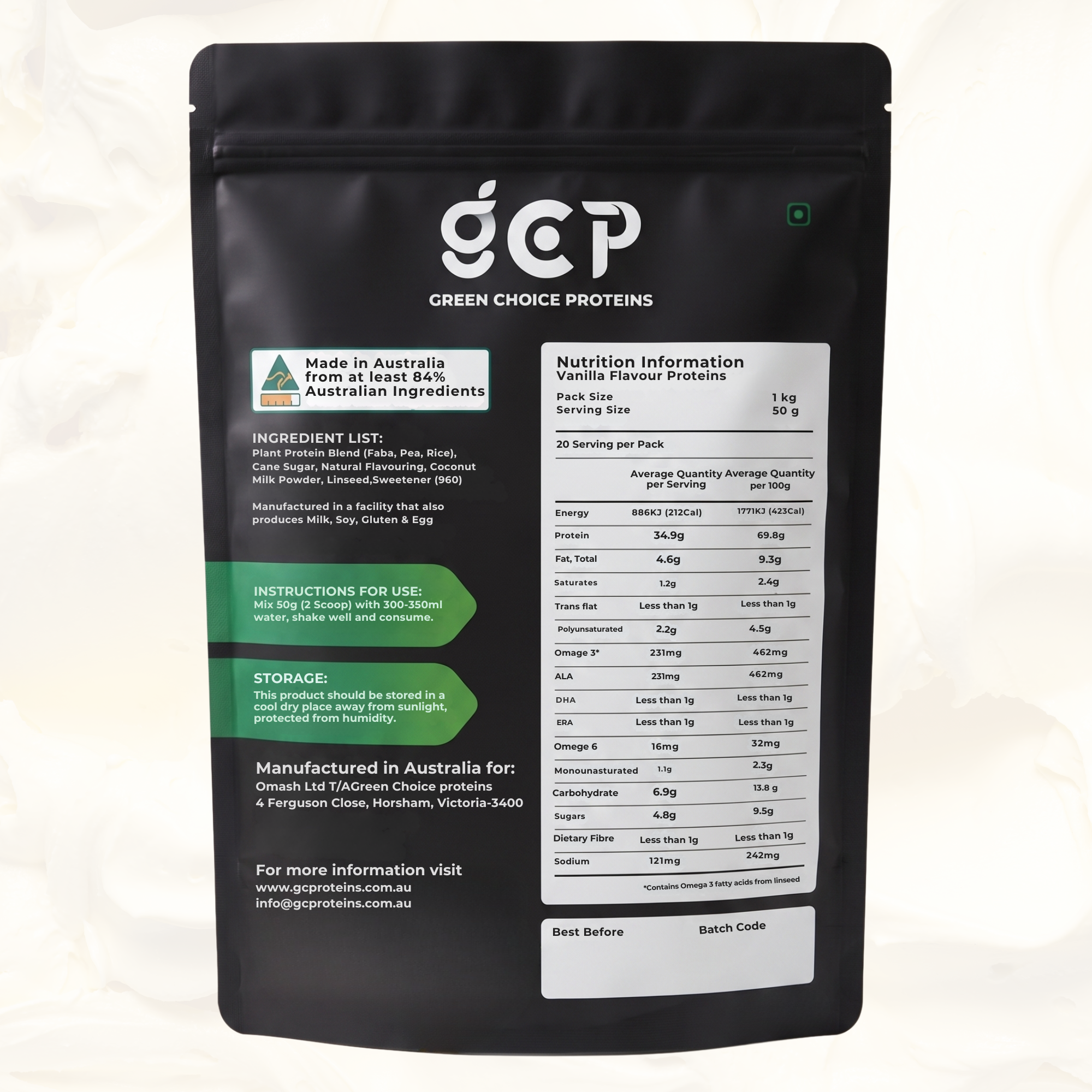 Vanilla Flavored Protein Powder - Plant Based Protein