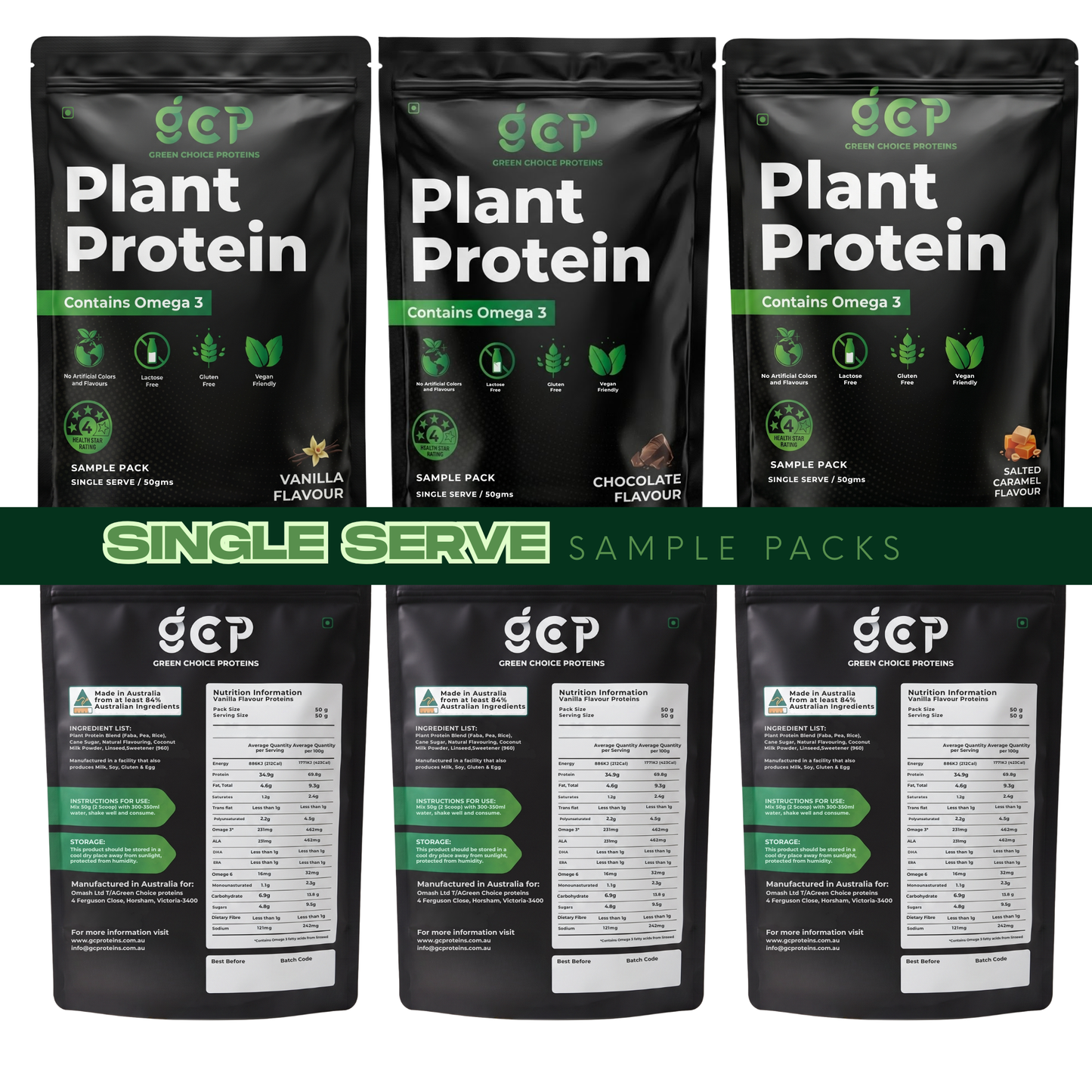 Plant-Based Protein Powder - Sample Pack of 3 Flavours